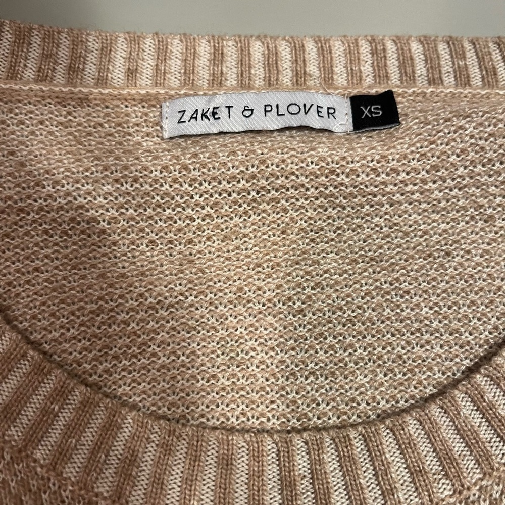 Zaket & Plover Tan Wool and Cotton Sweater- extra small - Picture 6 of 7